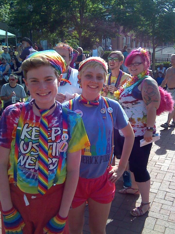 group of friends smiling at camera at frederick pride
