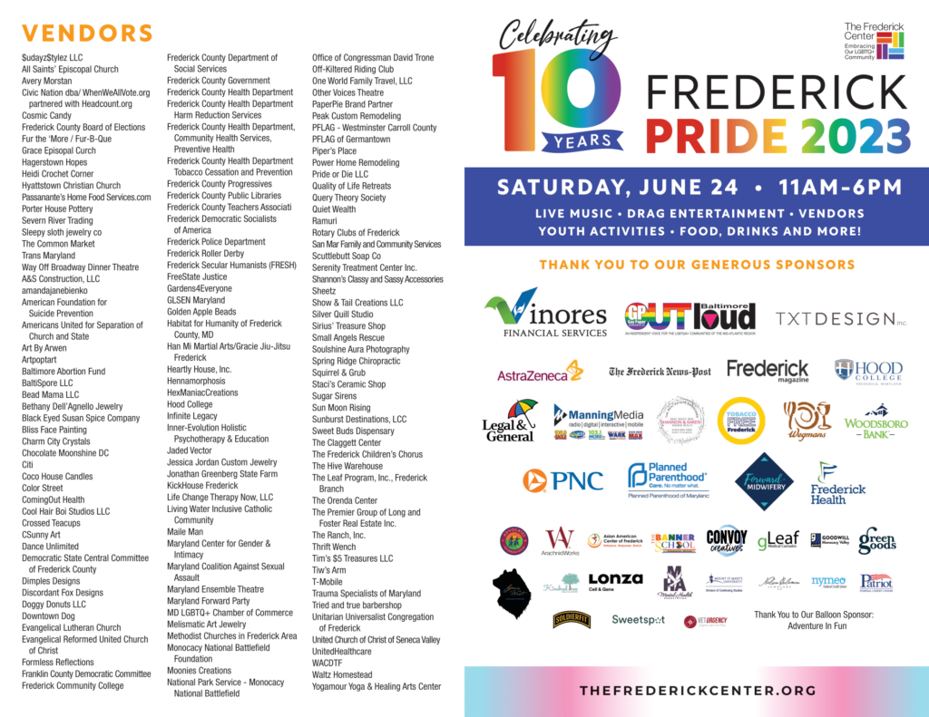 Frederick Pride Signup, Volunteer & Event Information